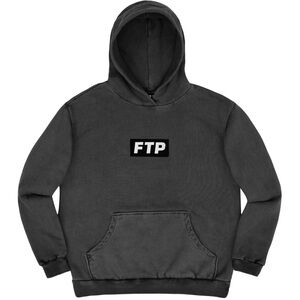FTP FUCKTHEPOPULATION EMBROIDERED BOX LOGO PULL OVER HOODIE BLACK